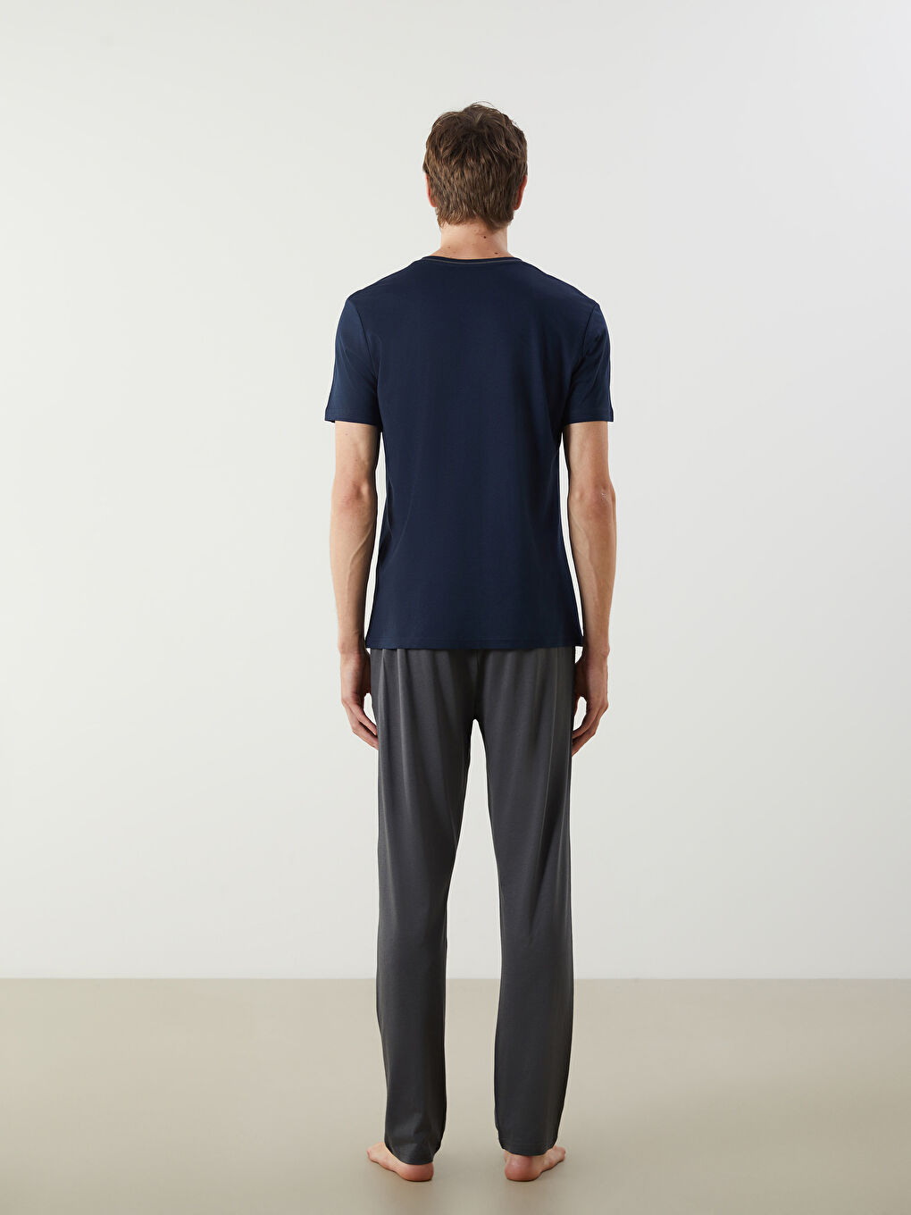 Lacivert Standart Kalıp Erkek Pijama Takımı-3