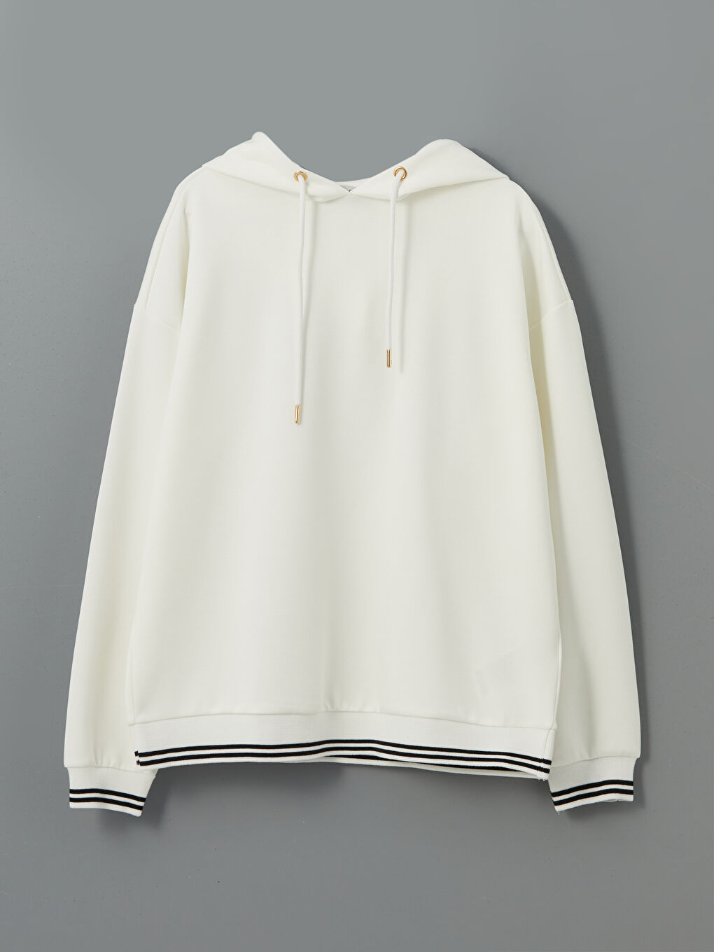 LCWAIKIKI Classic Ekru Oversize Kadın Hoodie - 4