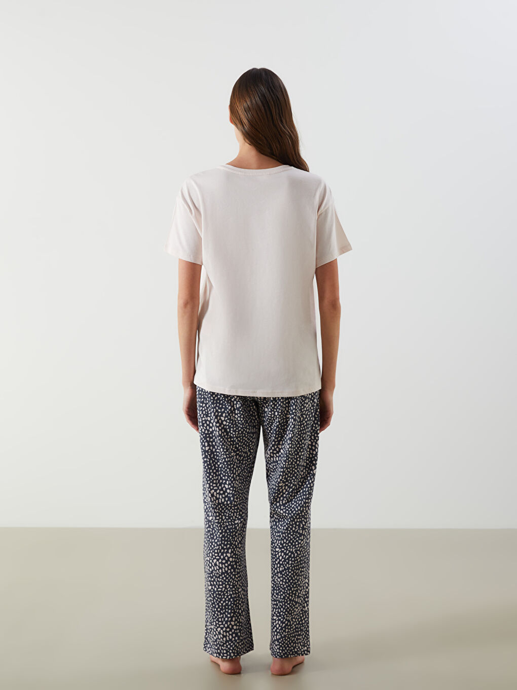LCW DREAM Crew Neck Leopard Print Women's Pyjama Set -S5NP52Z8-LRX