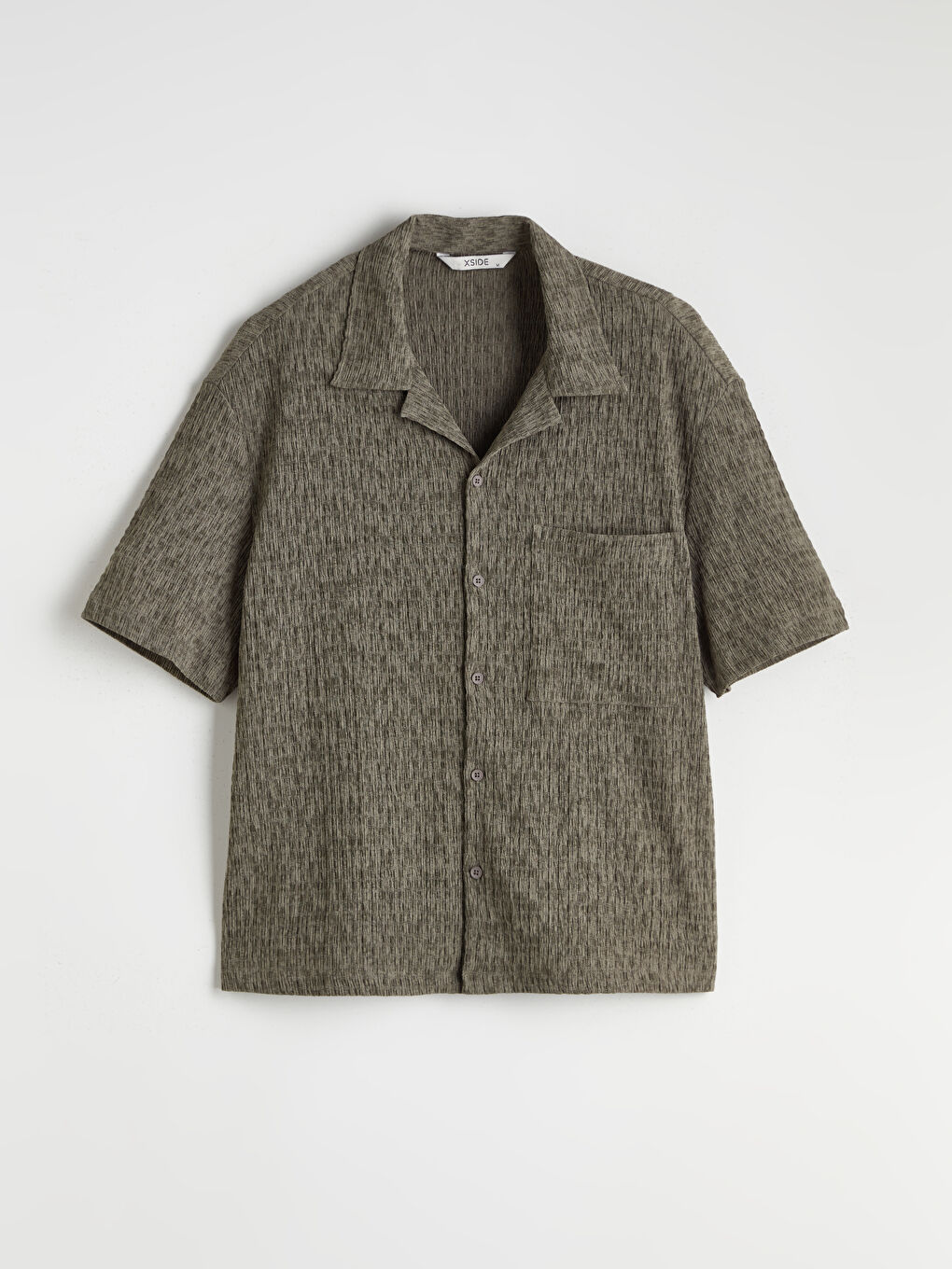 Yeşil Standart Kalıp Kısa Kollu Erkek Gömlek-4