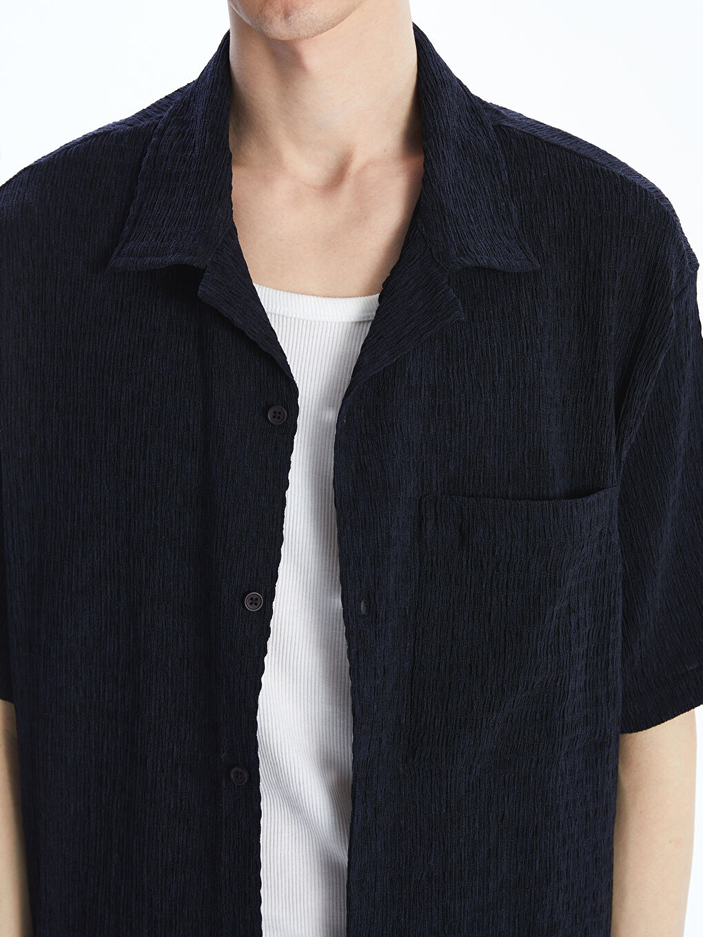 Antrasit Standart Kalıp Kısa Kollu Erkek Gömlek-2