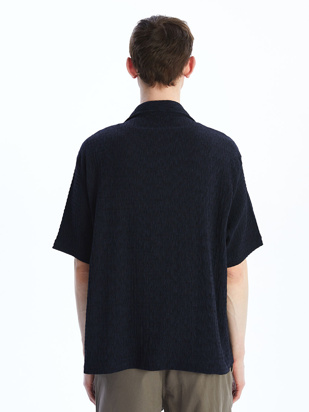 Antrasit Standart Kalıp Kısa Kollu Erkek Gömlek-3