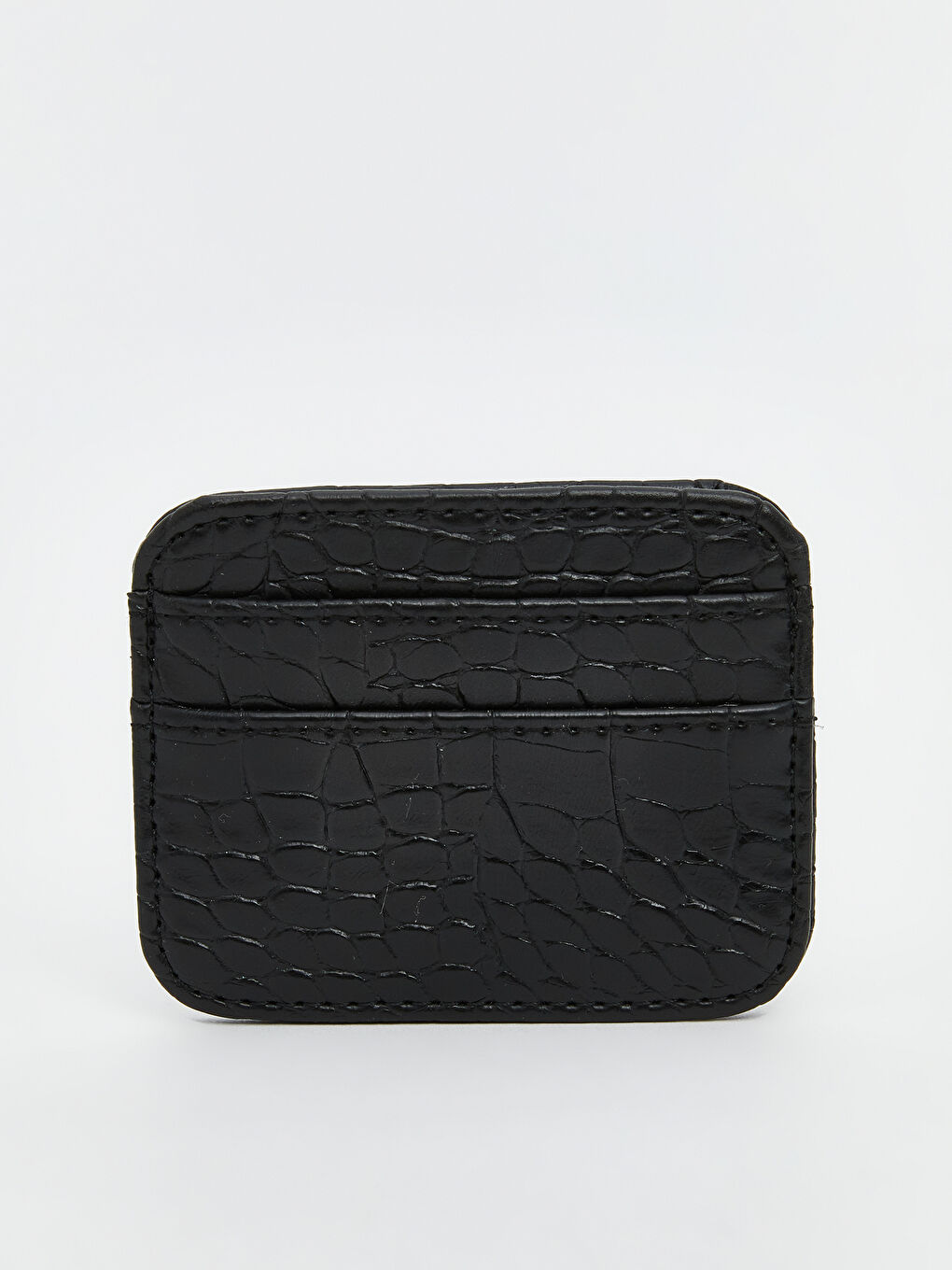 LCW ACCESSORIES Siyah Deri Görünümlü Kroko Desenli Kadın Kartlık