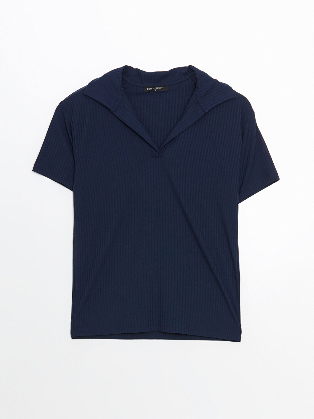 Polo Neck Textured Women'S T-Shirt -S5NP72Z8-D5J
