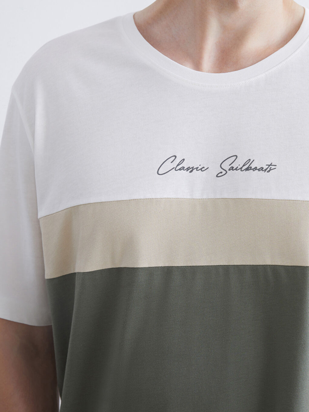 تي شيرت جيرسي بلوك الألوان بياقة دائرية للرجال-2