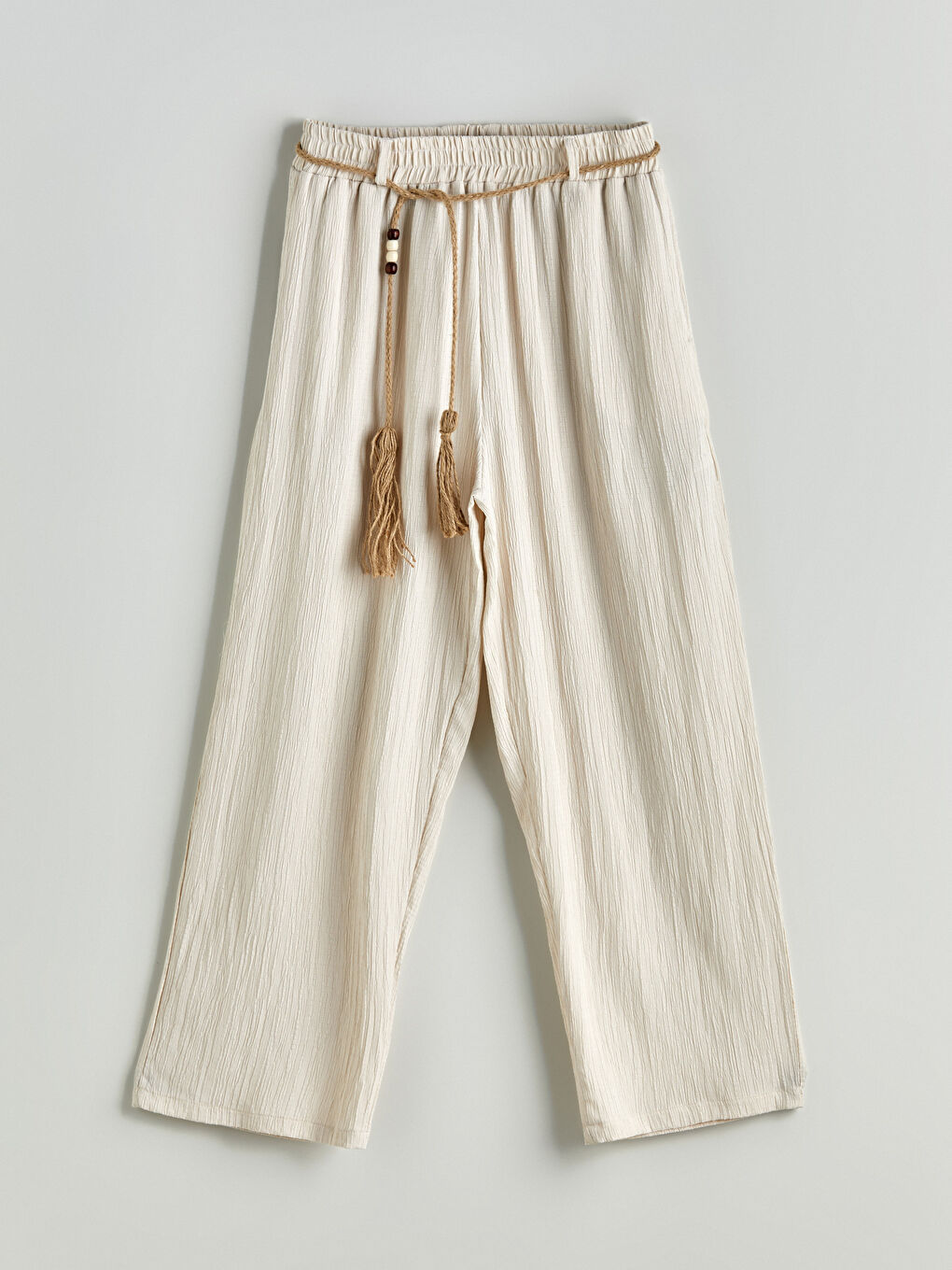 Elasticated Waist Textured Women's Trousers -S5NP90Z8-FPK