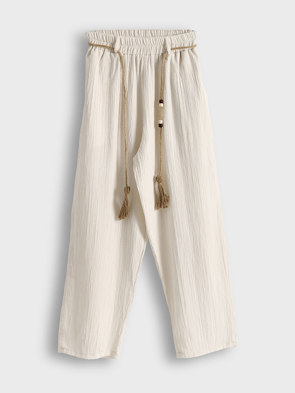 Elasticated Waist Textured Women's Trousers -S5NP90Z8-FEW