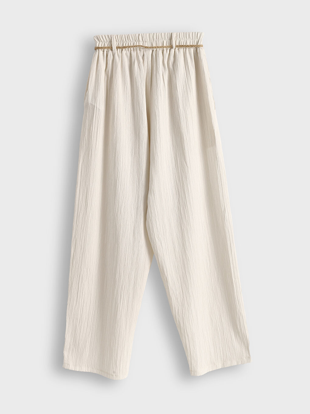 Elasticated Waist Textured Women's Trousers -S5NP90Z8-FEW