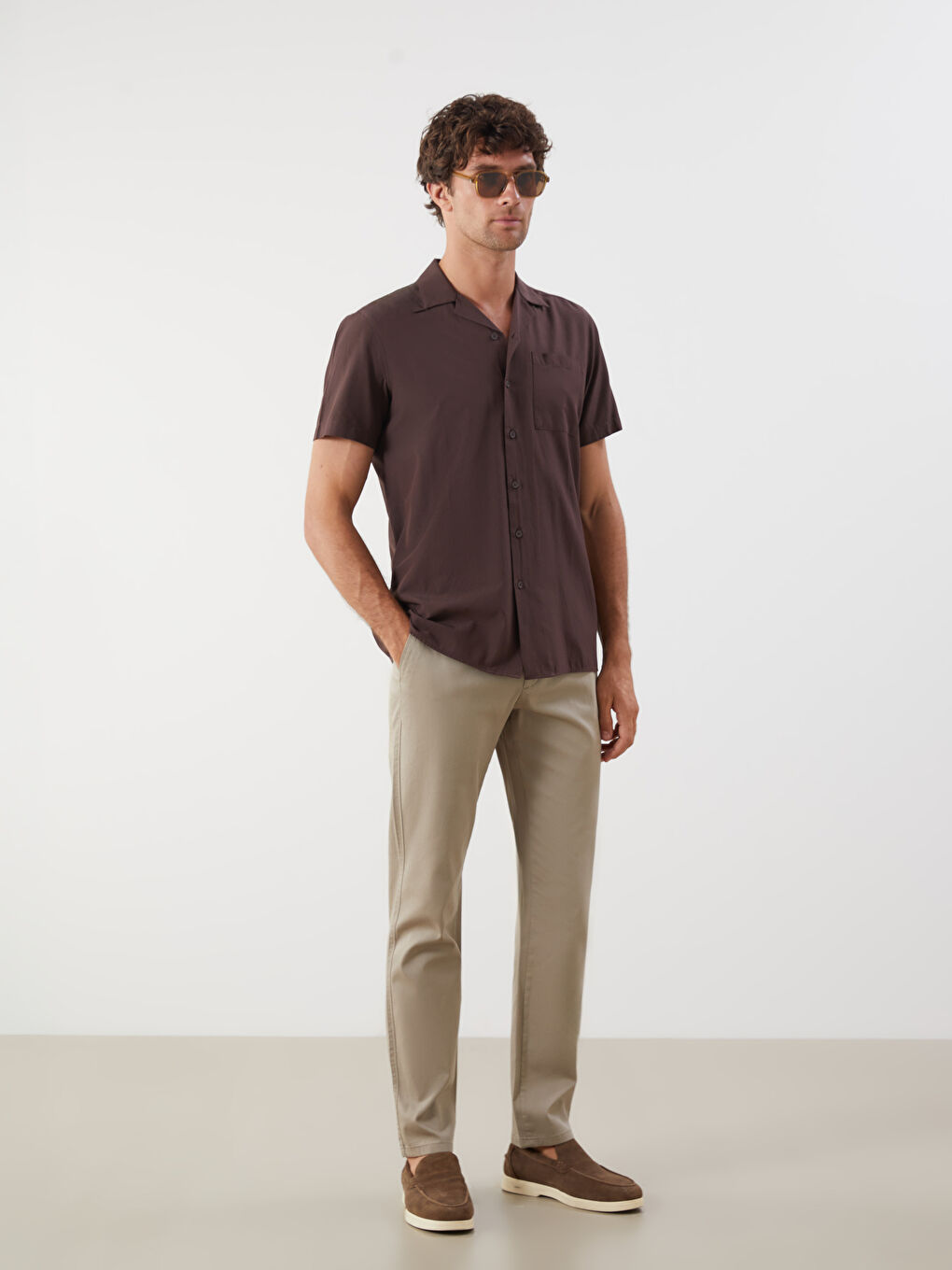 Kahverengi Regular Fit Modal Karışımlı Erkek Gömlek-1