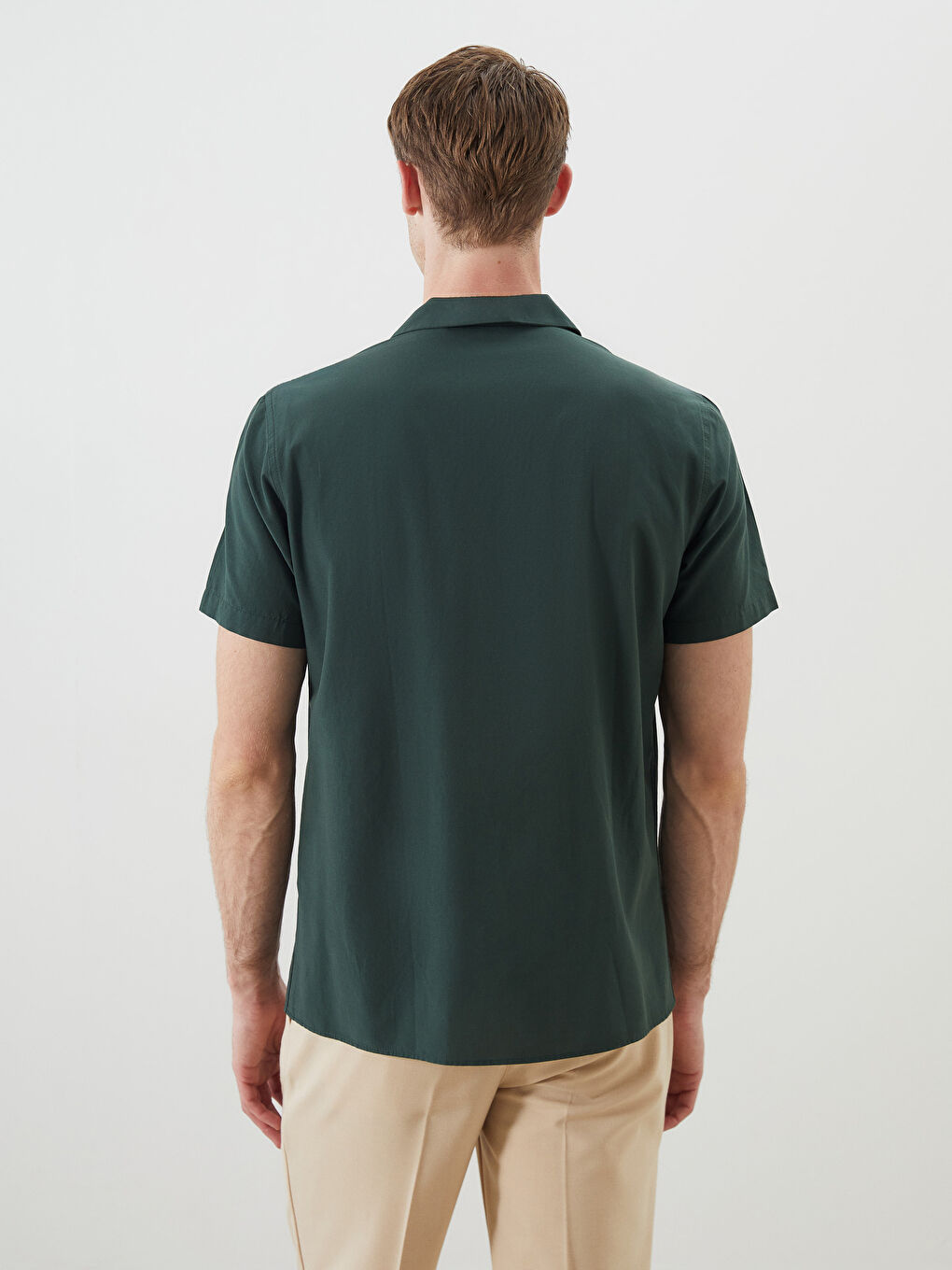 Haki Regular Fit Modal Karışımlı Erkek Gömlek-3