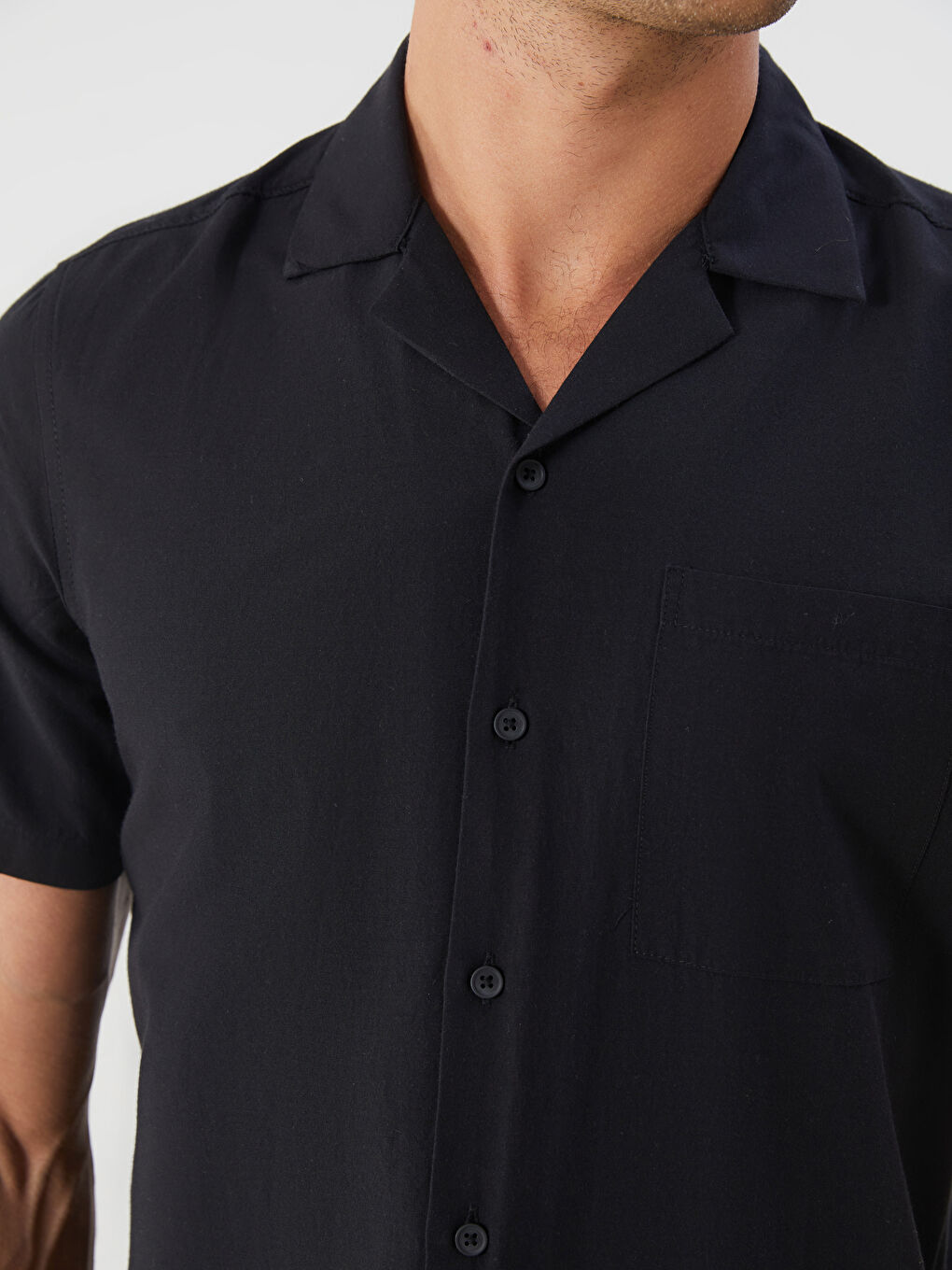 Siyah Regular Fit Modal Karışımlı Erkek Gömlek-2