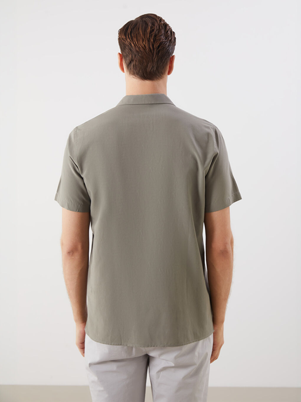 Haki Regular Fit Modal Karışımlı Erkek Gömlek-3