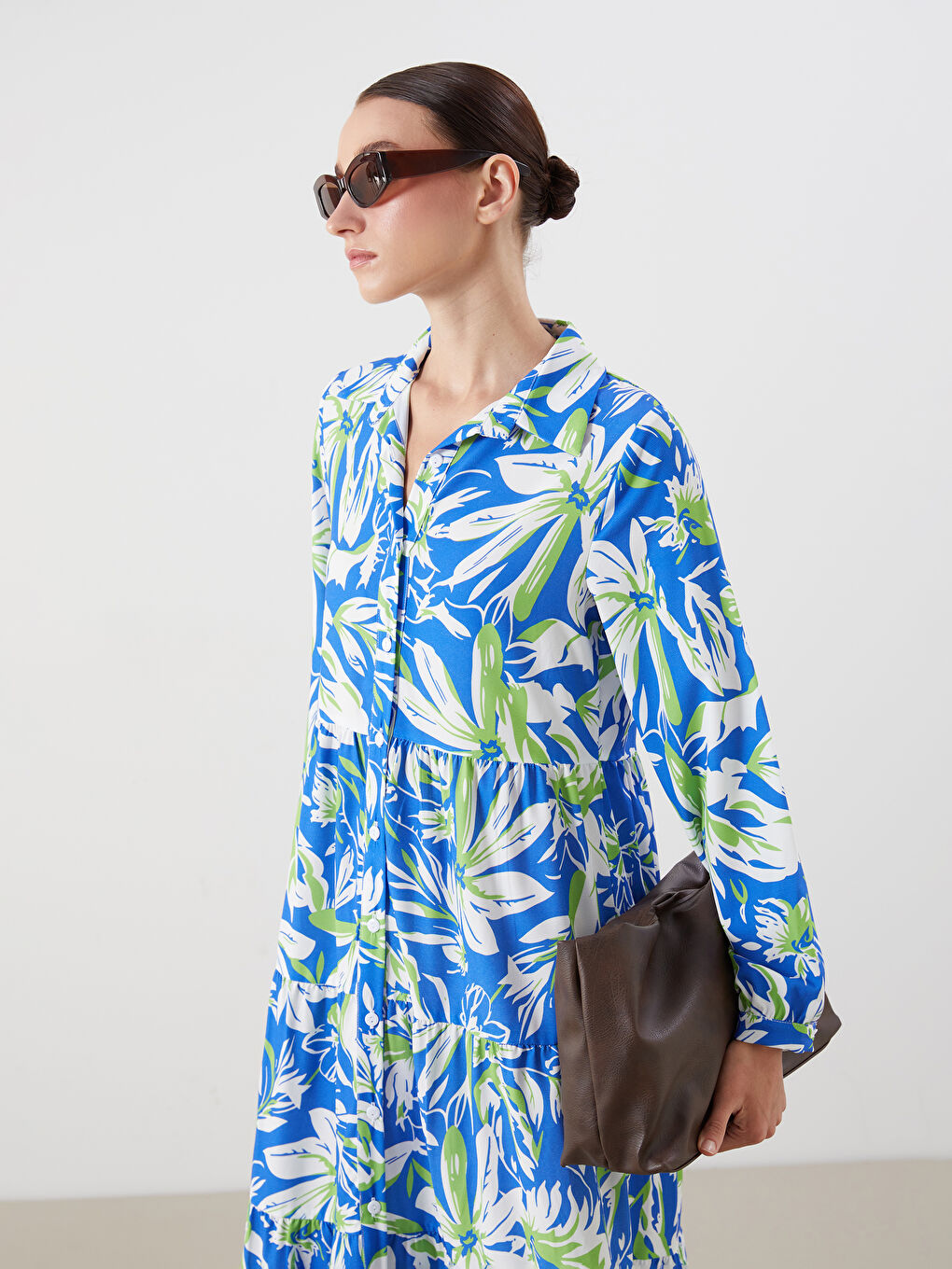 Floral Layered Shirt Dress-1