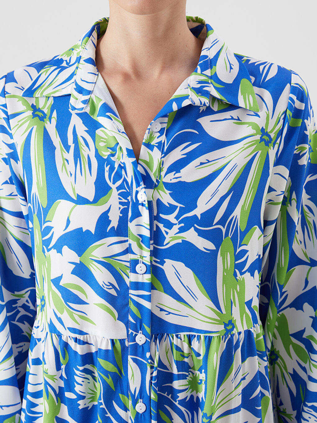 Floral Layered Shirt Dress-2