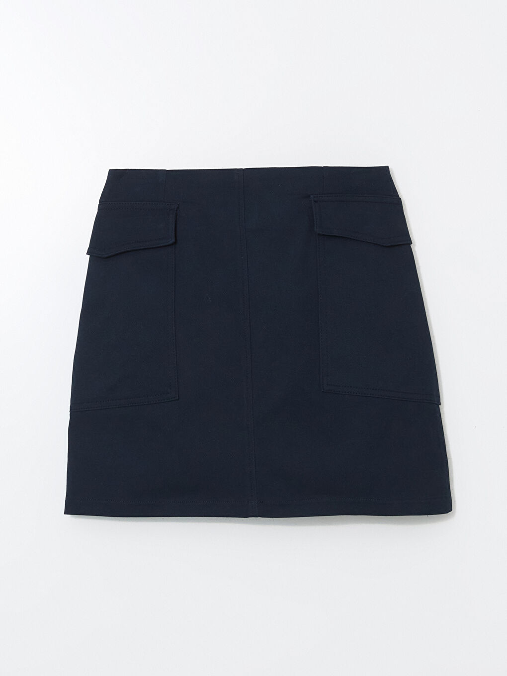 Lacivert Beli Fermuarlı Gabardin Kadın Mini Etek-4