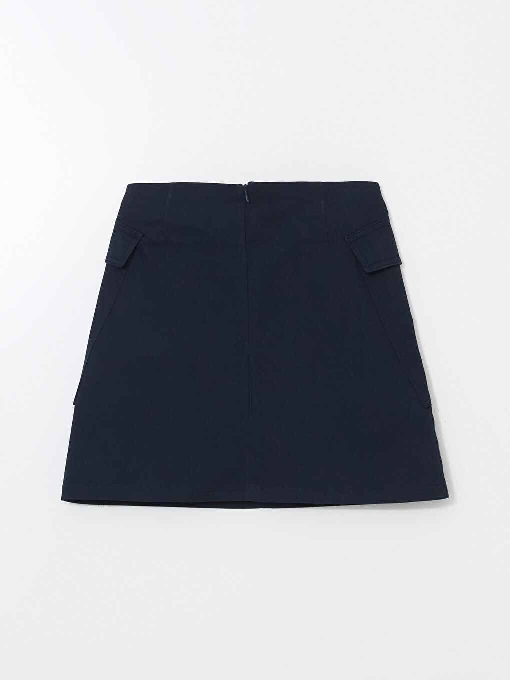 Lacivert Beli Fermuarlı Gabardin Kadın Mini Etek-5