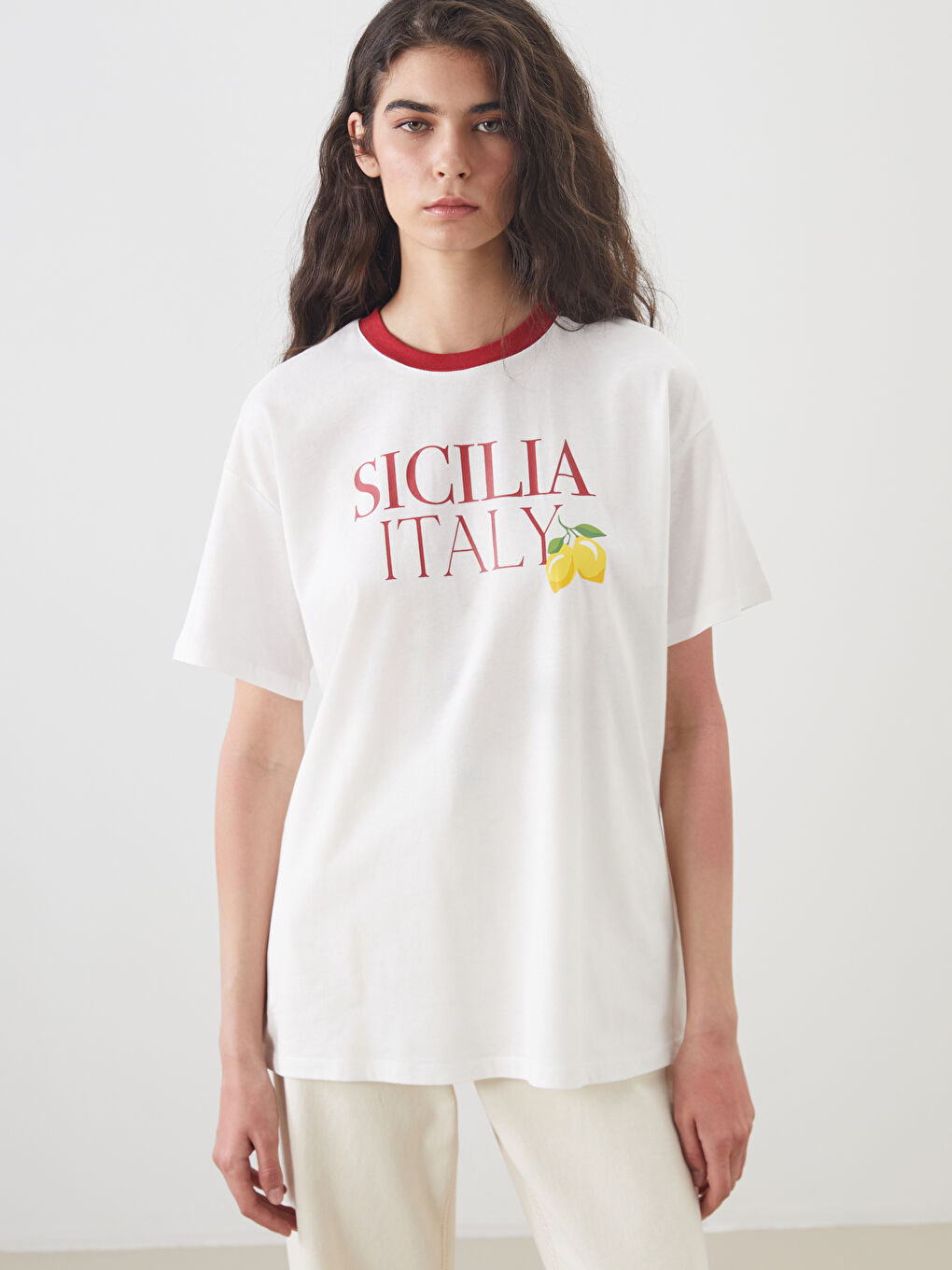 Crew Neck Italy Printed Women's T-Shirt -S5NQ53Z8-R9J