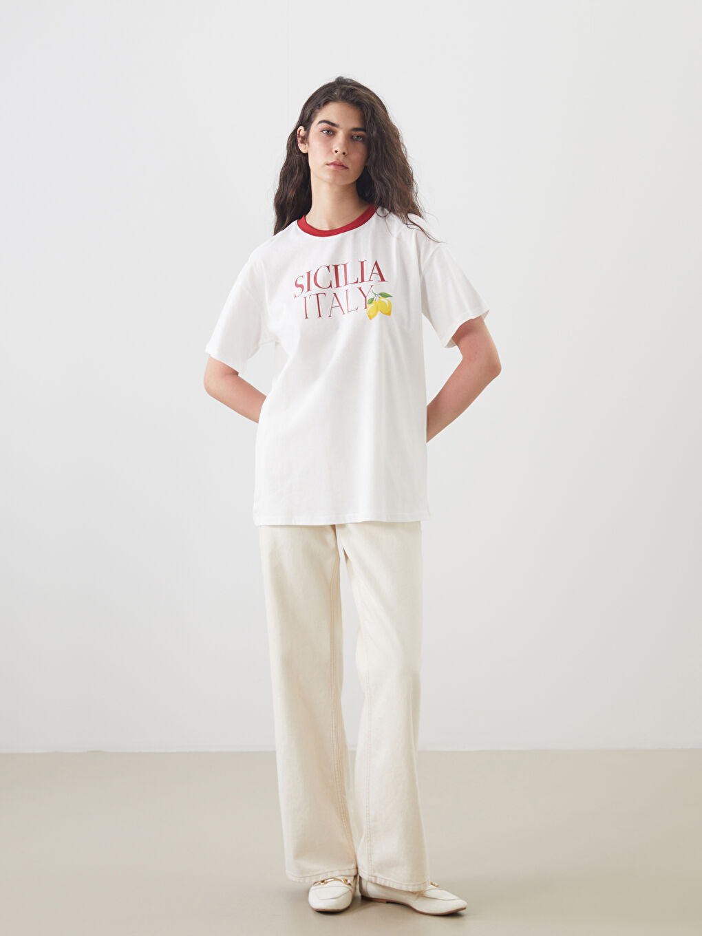 Crew Neck Italy Printed Women's T-Shirt -S5NQ53Z8-R9J