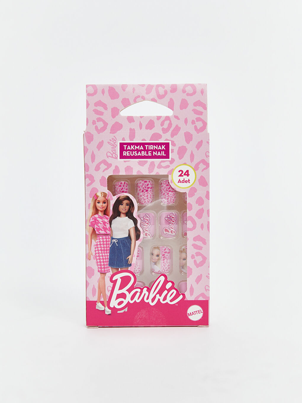 Barbie Baskılı Kız Çocuk 24 Parça Takma Tırnak Seti