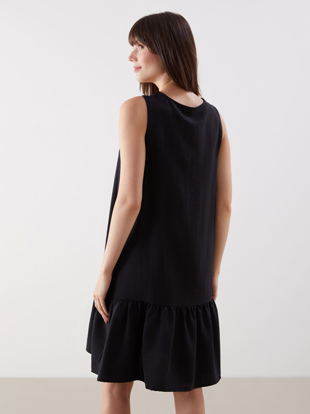 LCW Comfort Siyah Bisiklet Yaka Midi Elbise - 3