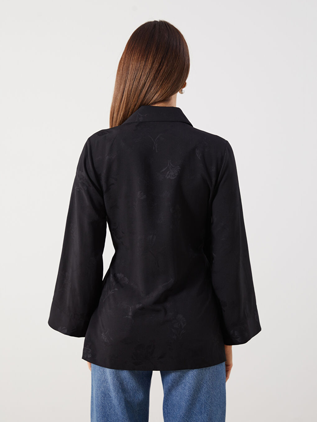 Double Breasted Floral Satin Women's Kimono-3