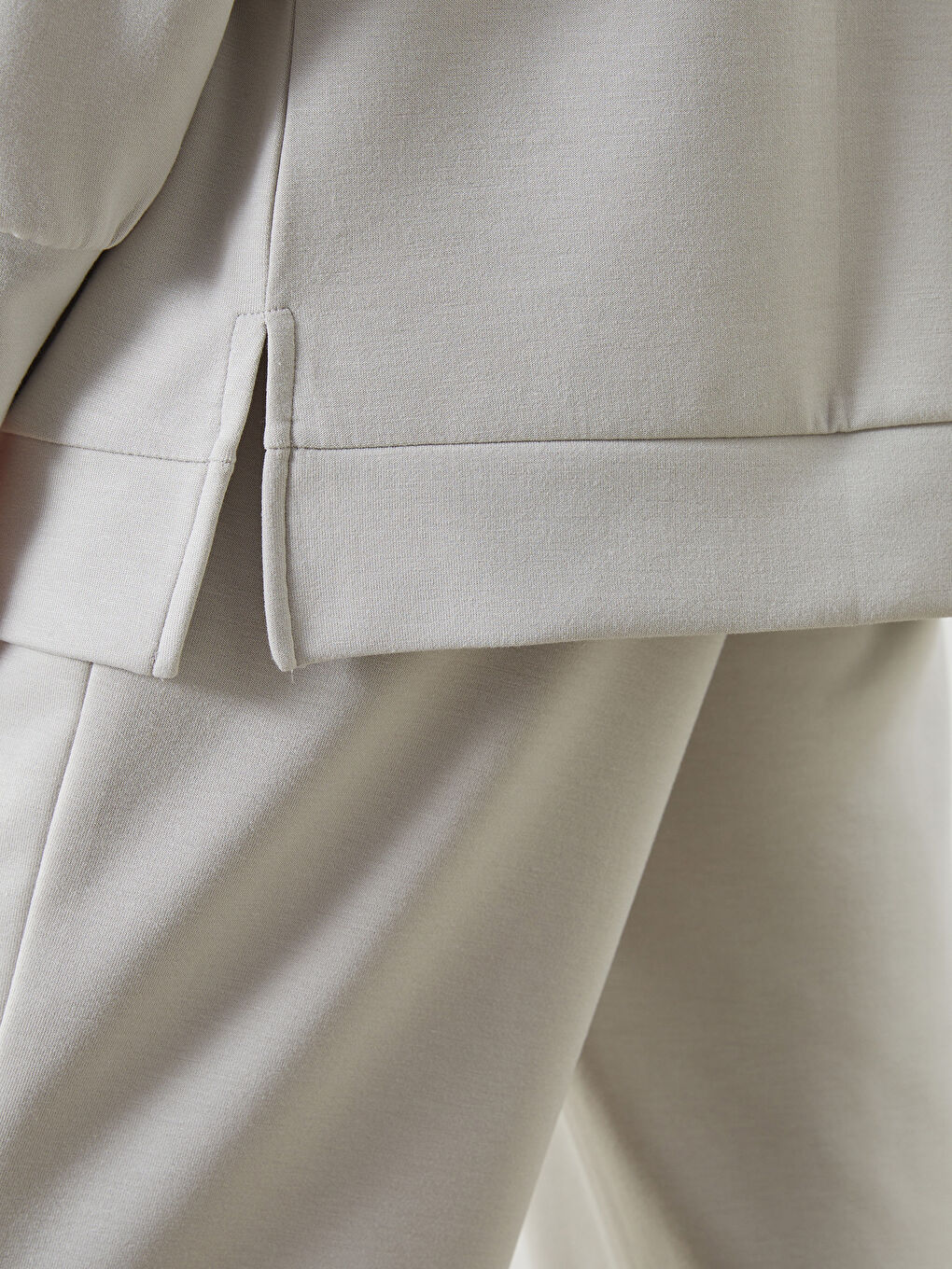 Gri Dik Yaka Kadın Sweatshirt Tunik-2