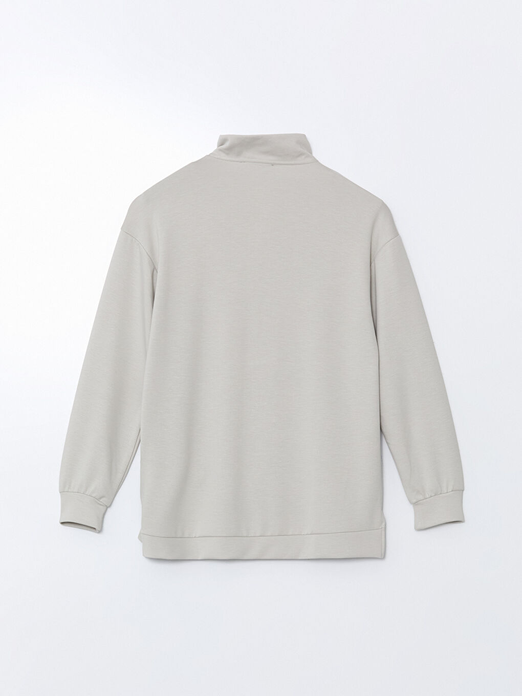 Gri Dik Yaka Kadın Sweatshirt Tunik-5