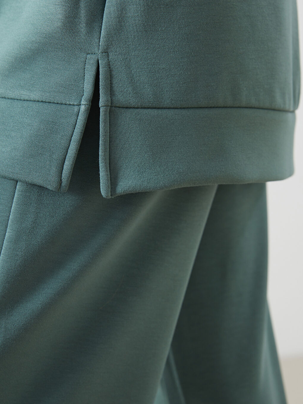 Yeşil Dik Yaka Kadın Sweatshirt Tunik-2