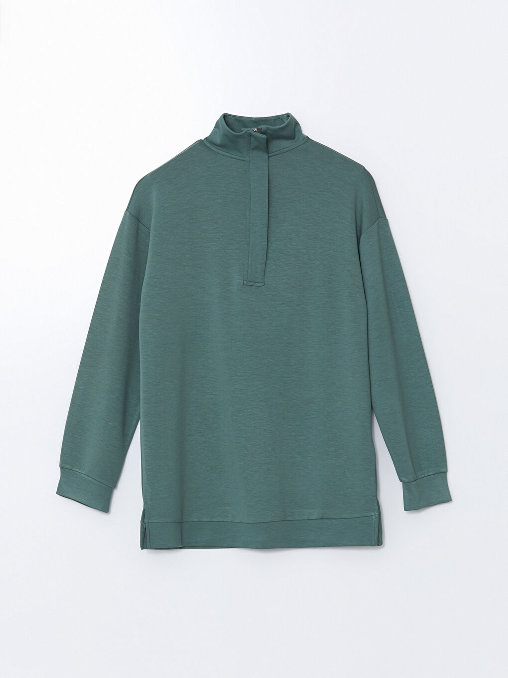 Yeşil Dik Yaka Kadın Sweatshirt Tunik-4