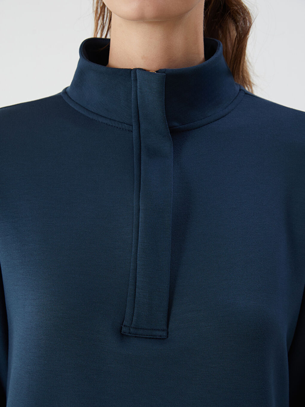 Lacivert Dik Yaka Kadın Sweatshirt Tunik-2