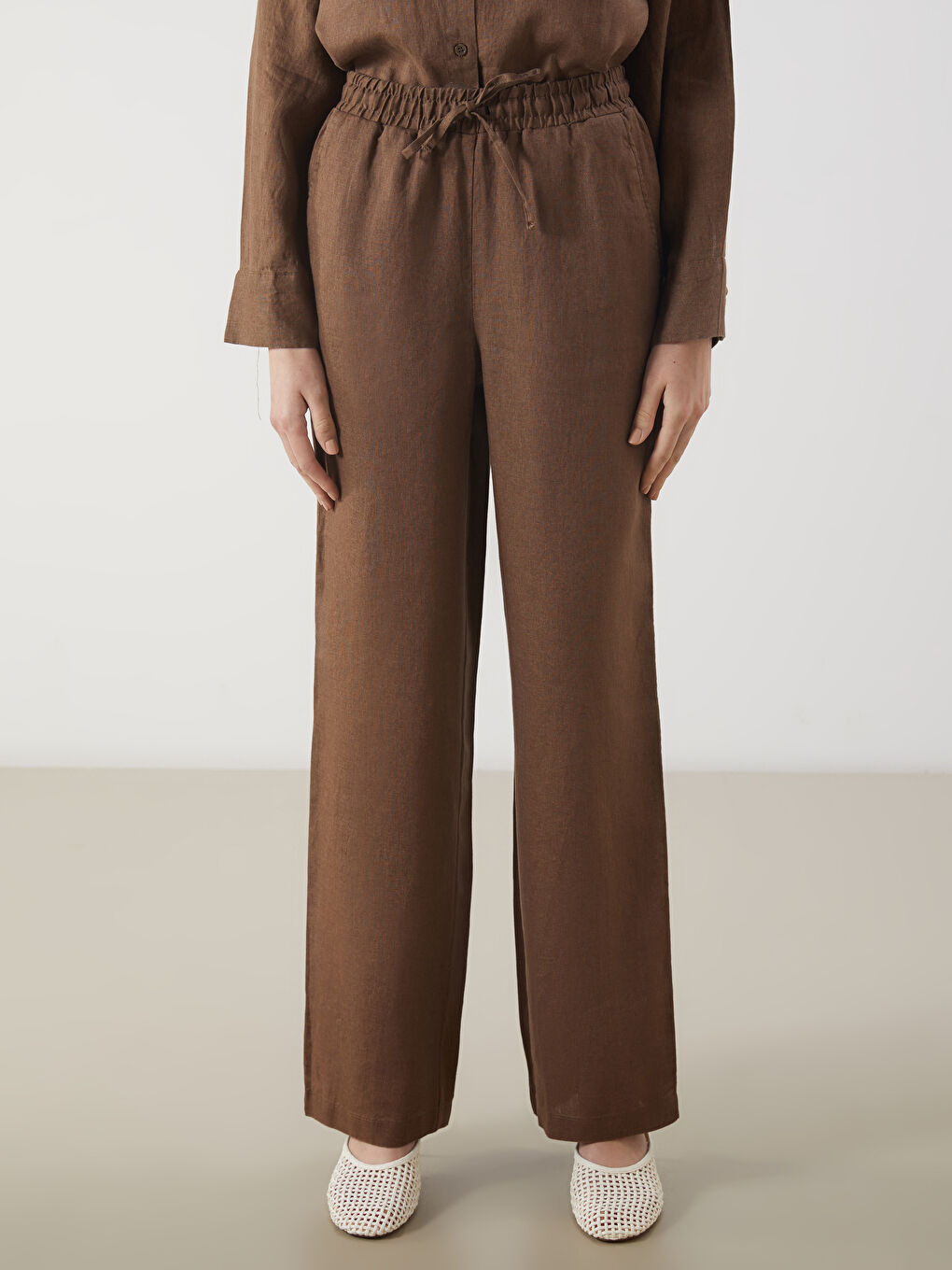 Elasticated Waist Linen Women's Trousers -S5NQ89Z8-HDC