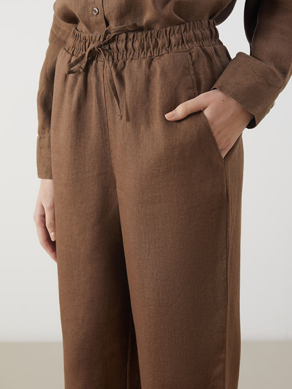 Elasticated Waist Linen Women's Trousers -S5NQ89Z8-HDC