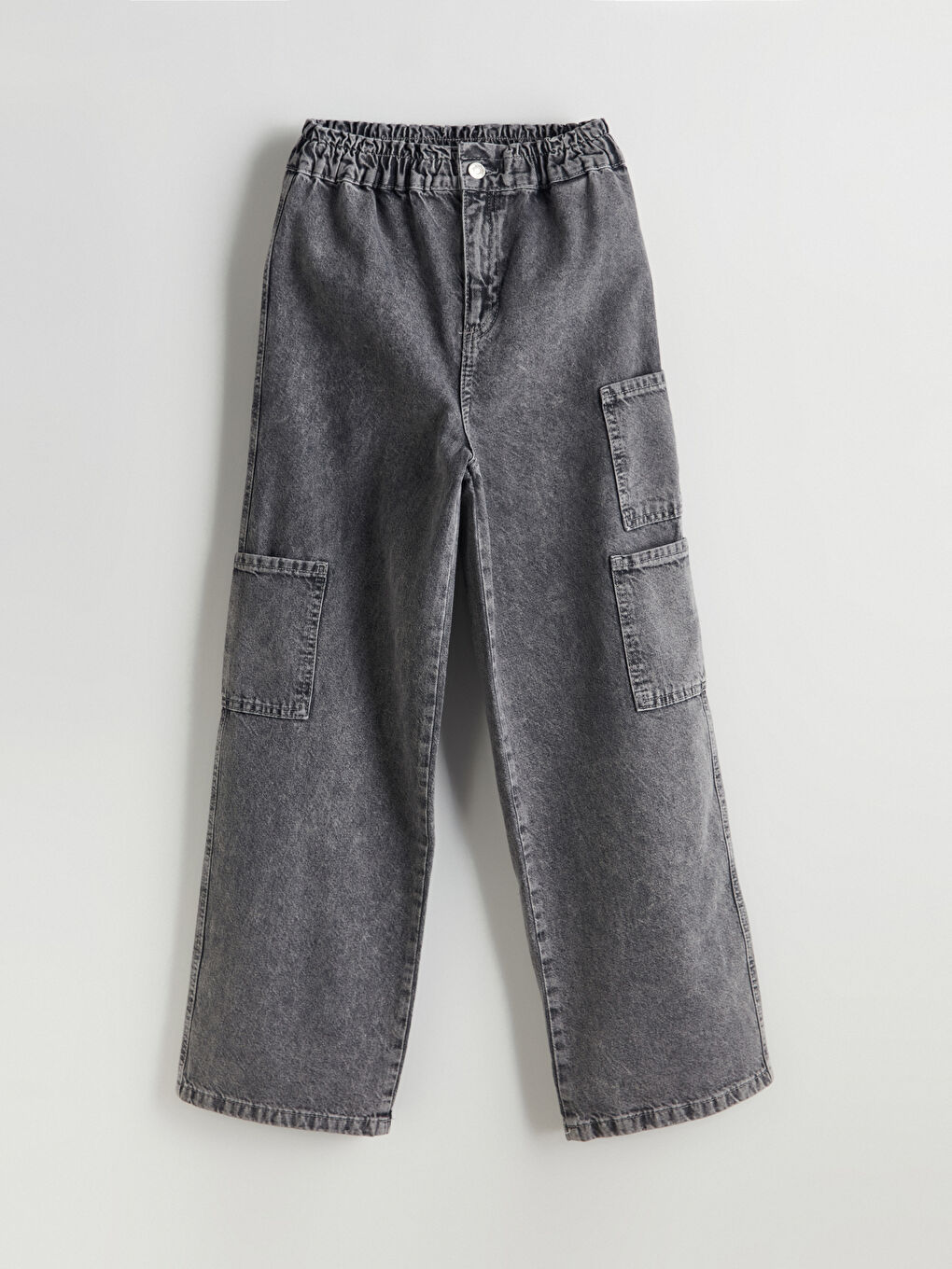 Elastic Waist Girls Cargo Jeans -S5NQ96Z4-GRD