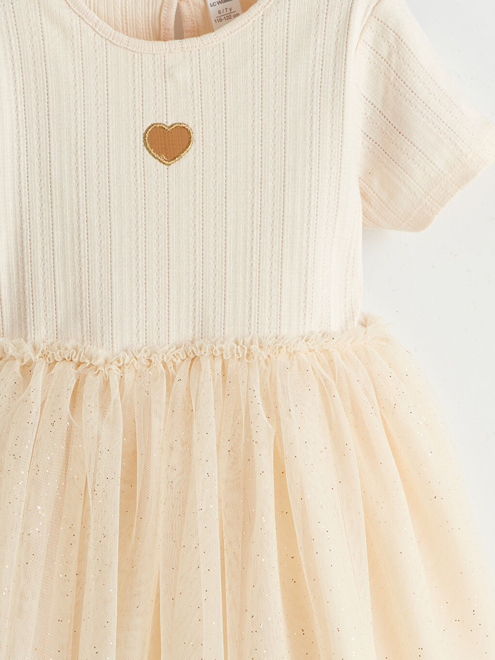 Bej Bisiklet Yaka Kız Çocuk Tütü Elbise-2