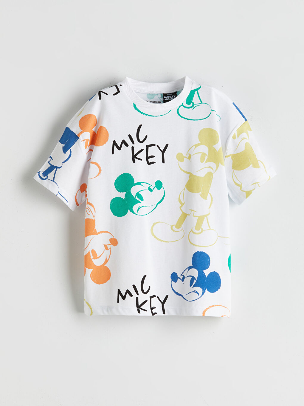 LCW baby Beyaz Mickey Mouse Baskılı Erkek Çocuk Tişört