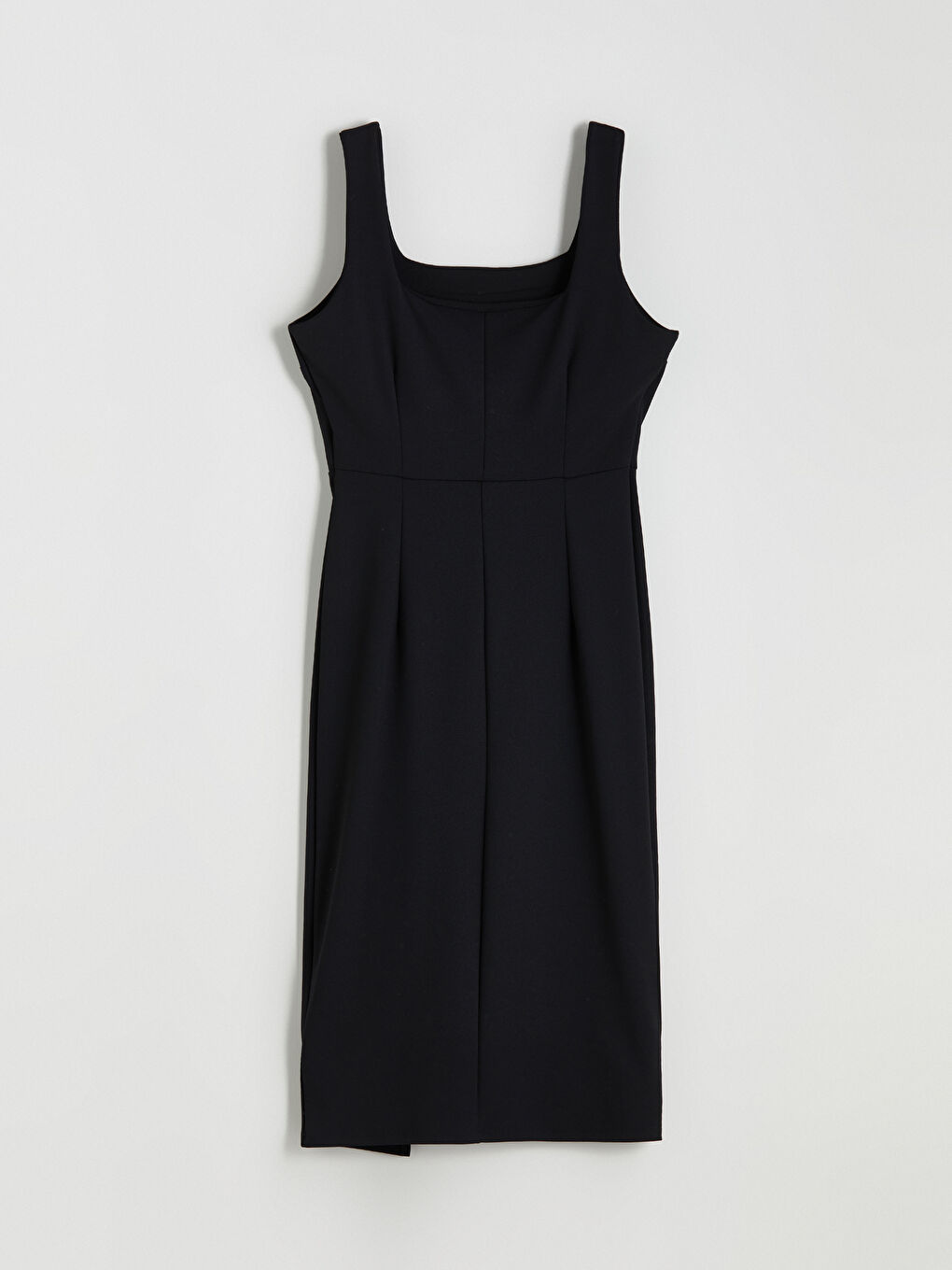 Siyah Kare Yaka Bodycon Elbise-5