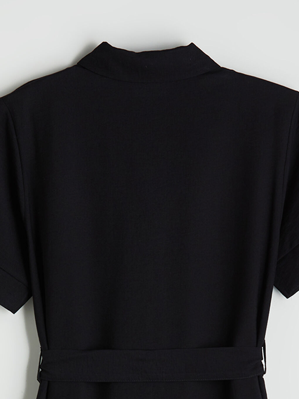 Siyah Beli Kuşaklı Gömlek Elbise-5