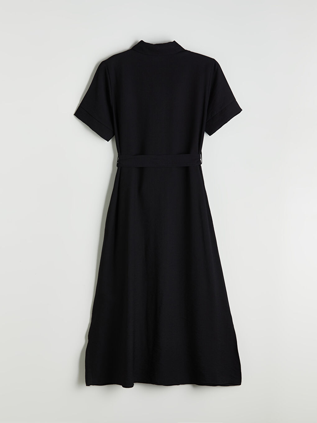 Siyah Beli Kuşaklı Gömlek Elbise-6