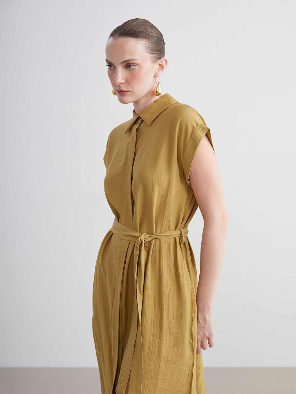 LCWAIKIKI Classic Woman GREEN Shirt Dress -S5NR17Z8-GRS