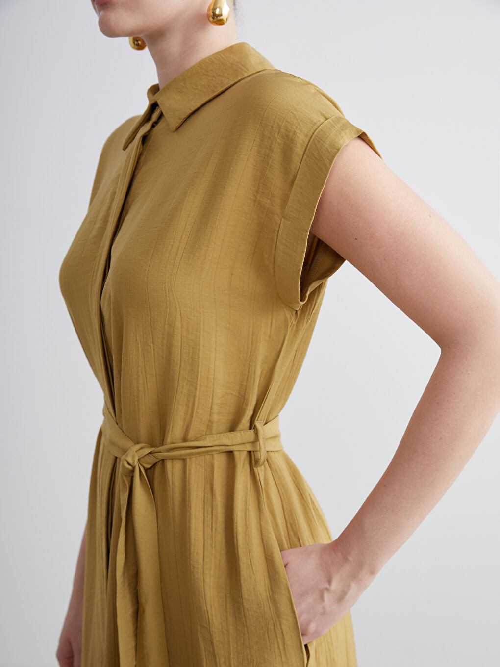 LCWAIKIKI Classic Woman GREEN Shirt Dress -S5NR17Z8-GRS