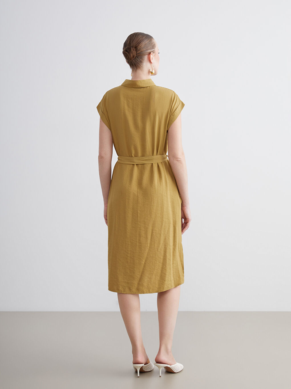 LCWAIKIKI Classic Woman GREEN Shirt Dress -S5NR17Z8-GRS