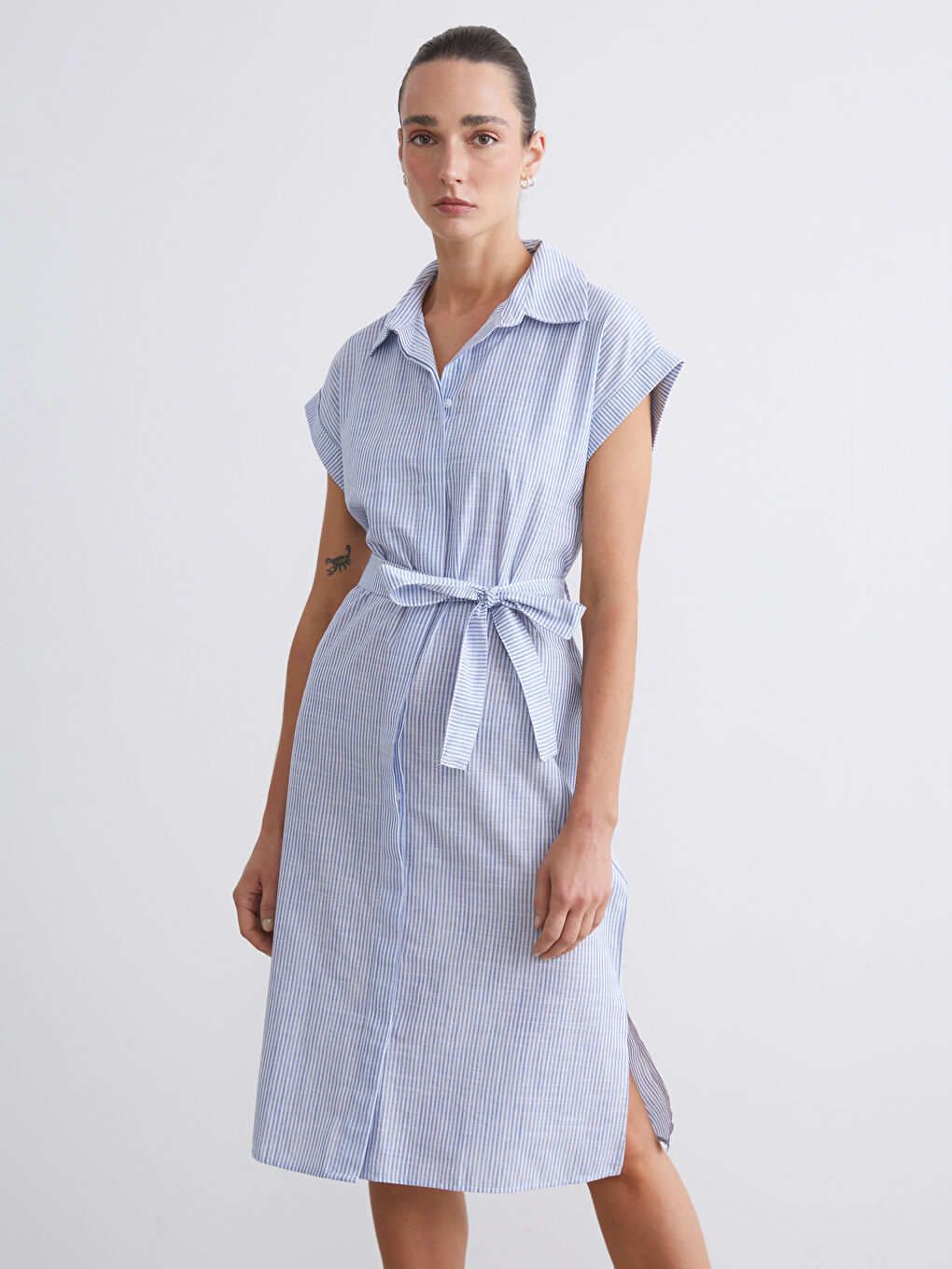 LCWAIKIKI Classic Woman BLUE Shirt Dress -S5NR18Z8-LEN