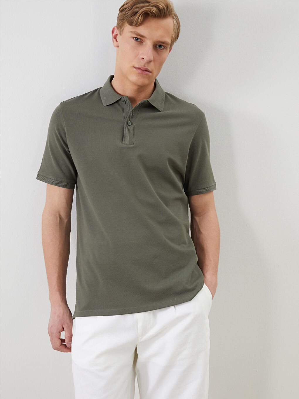 Polo Collar Plain Men's T-Shirt -S5NR30Z8-CS5