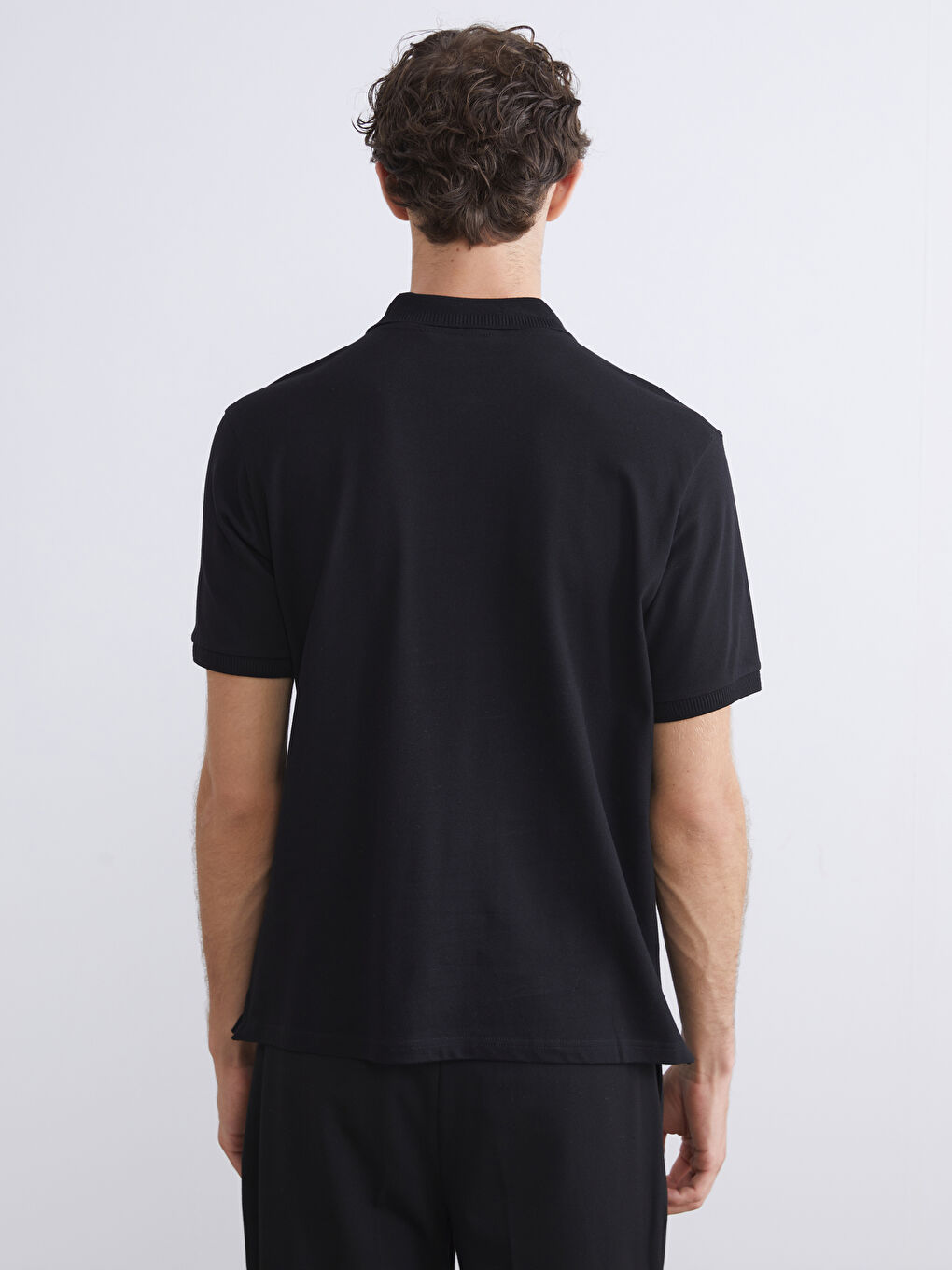 تي شيرت ياقة بولو سادة للرجال-6