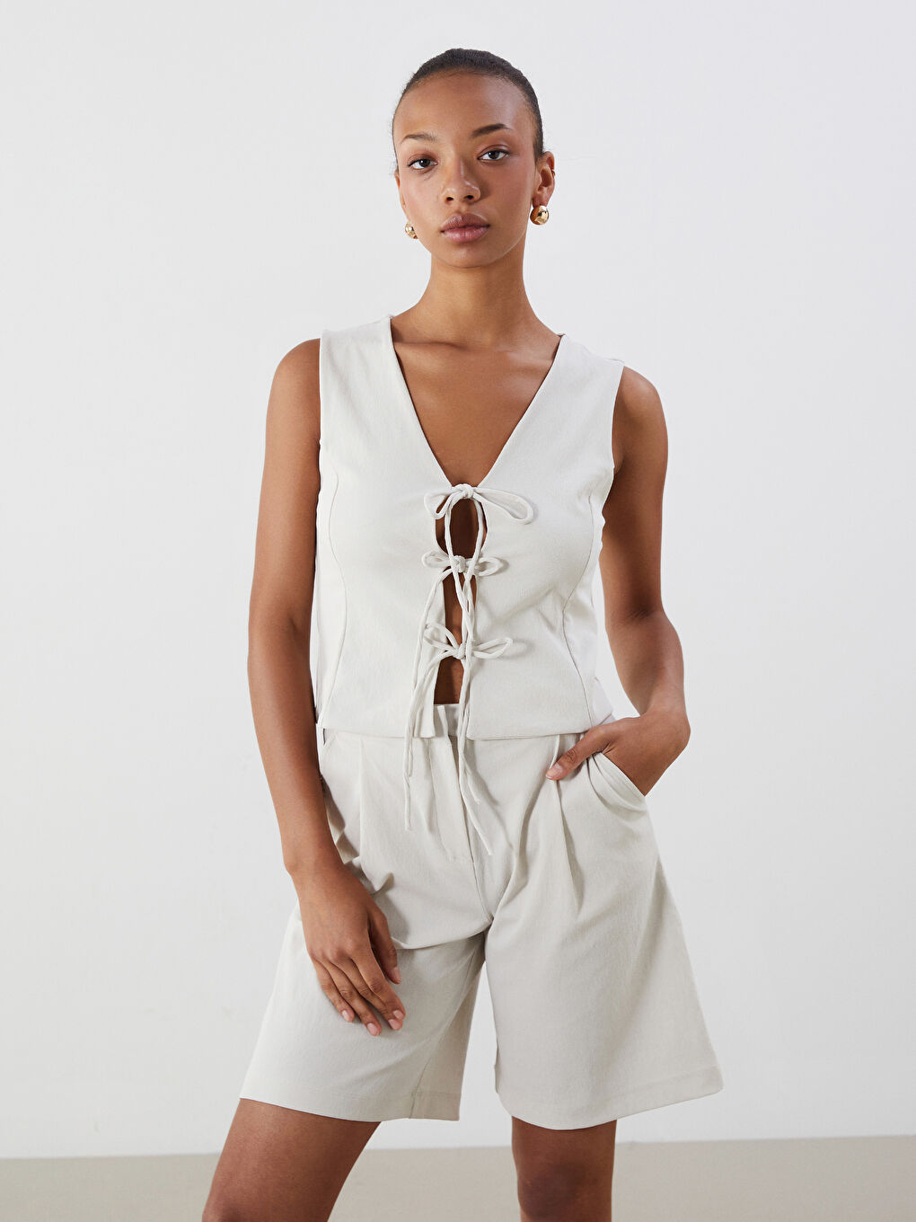 V-Neck Women's Waistcoat -S5NR54Z8-VF5