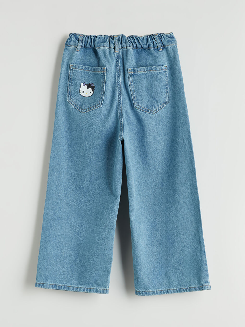 İndigo Wideleg Hello Kitty Baskılı Kız Çocuk Jean Pantolon-1