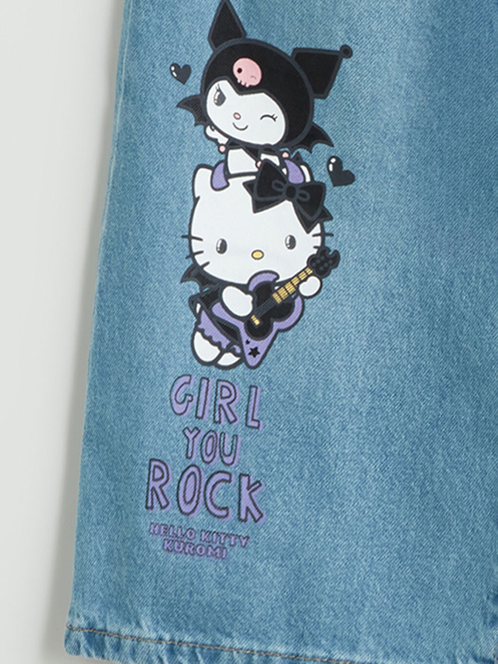 İndigo Wideleg Hello Kitty Baskılı Kız Çocuk Jean Pantolon-2