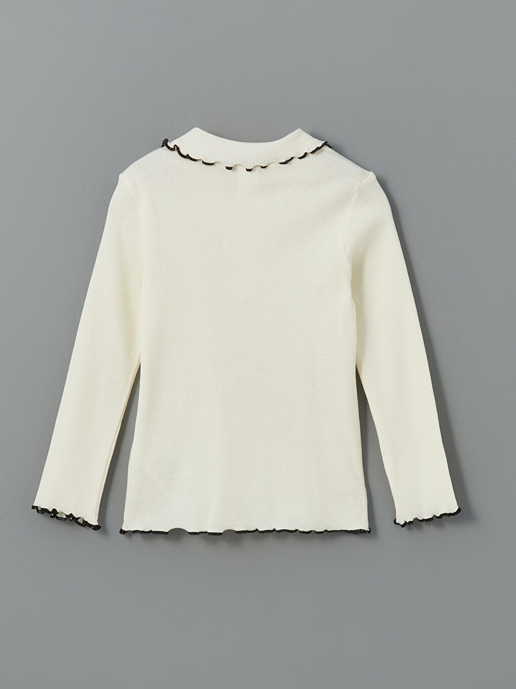 Ekru Polo Yaka Kaşkorse Kız Çocuk Tişört-1