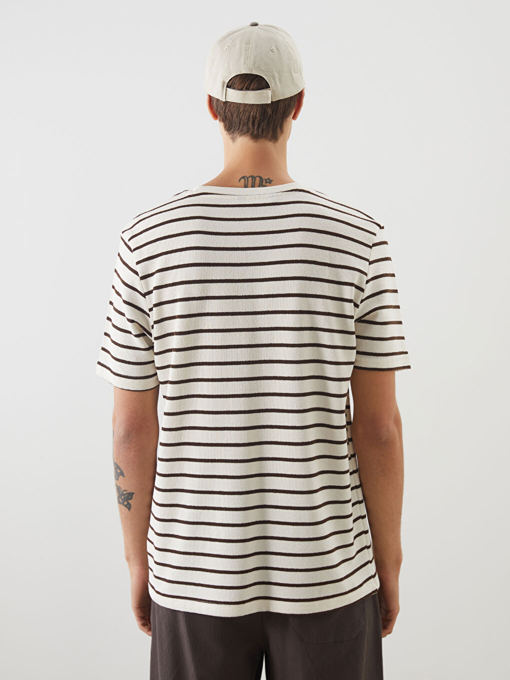 Crew Neck Short Sleeve Striped Men's T-Shirt -S5NS07Z8-LEW