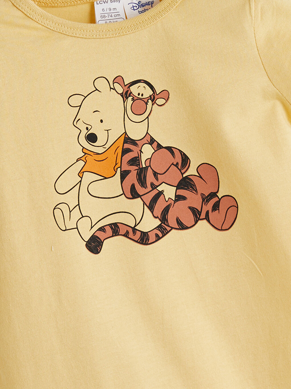 Sarı Bisiklet Yaka Winnie the Pooh Baskılı Erkek Bebek Tulum-2
